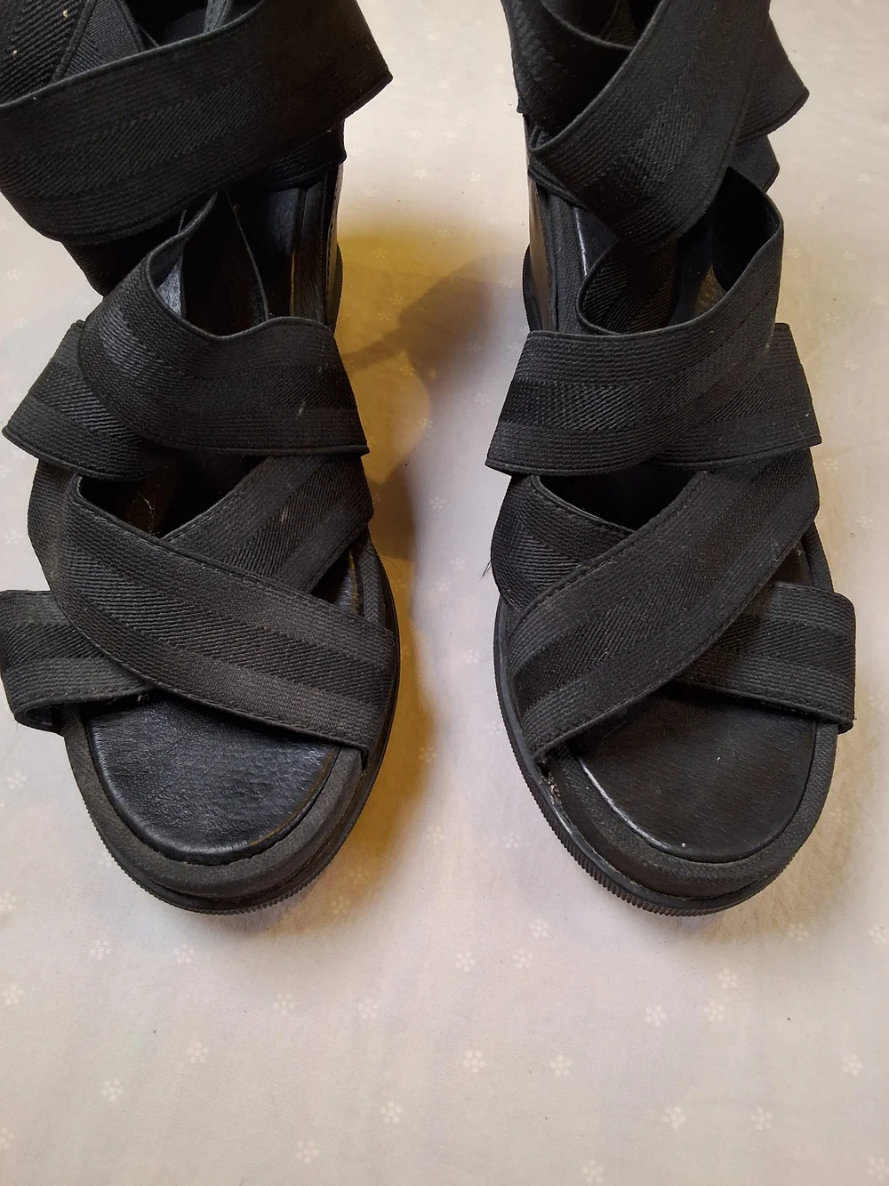 Sorel Black Strappy Wedge Sandals